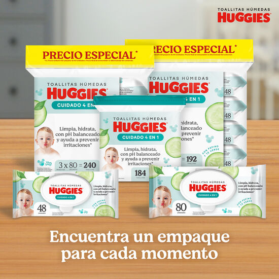 Toallitas Húmedas Huggies Cuidado 4 en 1, 48uds